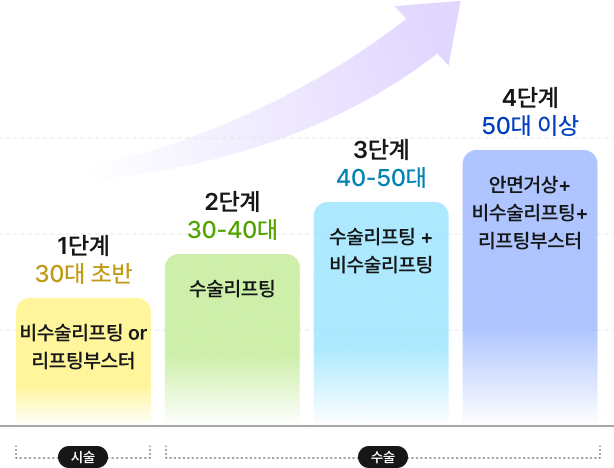 연령대 별 필요한 리프팅 종류 그래프